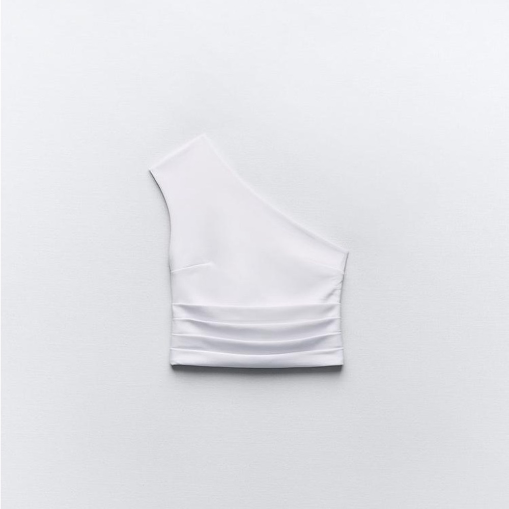 ZARA White One-Shoulder Top NWOT